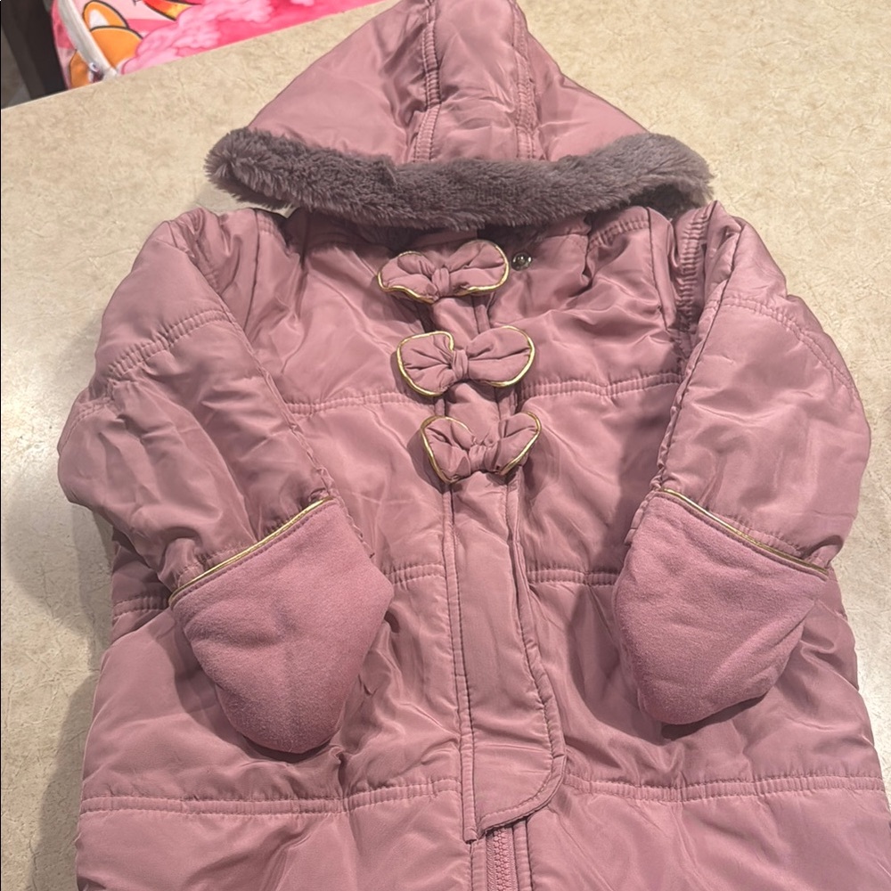 First Impressions Dusty Pink Hooded Puffer Jacket